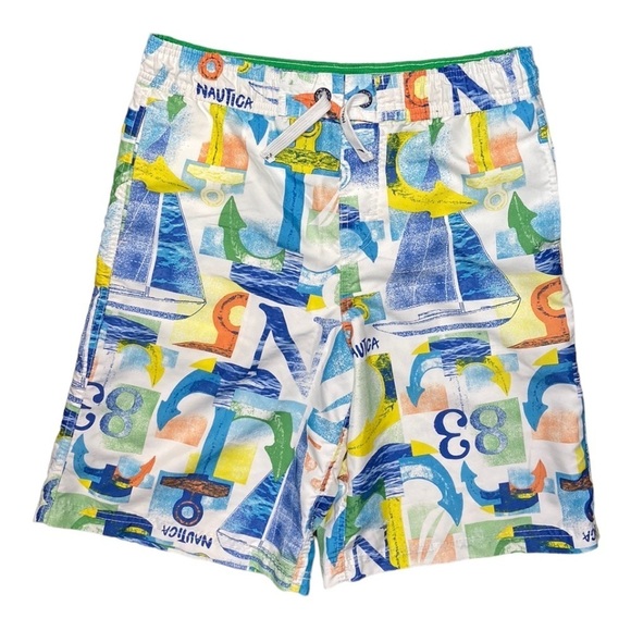 Nautica Boys Set Sail Anchor Board Shorts Swim Trunks Size 14/16